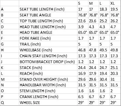 Giant reign size chart online