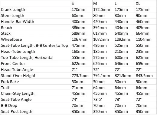 Specialized awol size chart outlet